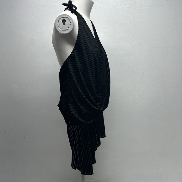 Misa LA Leticia Halter Top Blouse Velvet Velour Stripes Striped Black Size Small - Picture 4 of 10